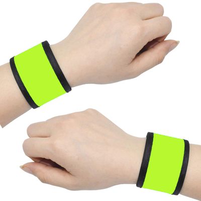 LED Slap Bracelets Light Up Armbands Glow in The Dark Fashing Wristbands Wrist Bands Safety Reflective Running Gear Lights for Runners Walkers Walking Joggers Jogging, Fits Men Women Kids (2-Yellow)