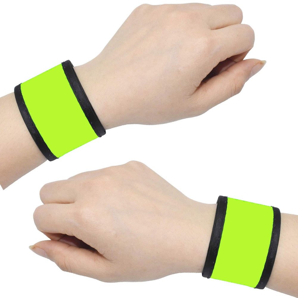LED Slap Bracelets Light Up Armbands Glow in The Dark Fashing Wristbands Wrist Bands Safety Reflective Running Gear Lights for Runners Walkers Walking Joggers Jogging, Fits Men Women Kids (2-Yellow)