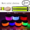 LED Slap Bracelets Light Up Armbands Glow in The Dark Fashing Wristbands Wrist Bands Safety Reflective Running Gear Lights for Runners Walkers Walking Joggers Jogging, Fits Men Women Kids (2-Yellow) view 2