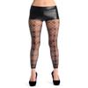 Abberrki Women High Waist Fishnet Footless Leggings Flower Pattern Footless Tights (Black # 3) view 2