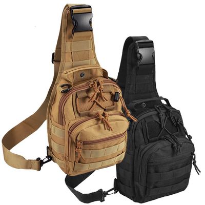 Novemkada Tactical Shoulder Bag,1000D Outdoor Military Molle Sling Backpack Sport Chest Pack Daypack Bags for Camping, Hiking, Trekking, Rover Sling (2 Pack Tan and Black)