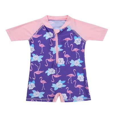 Agoky Baby/Toddler Girls Long Sleeve Rash Guard 2-Piece Swimsuit Set Floral UPF 50+ Sun Protection Bodysuit Swimwear Pink&Lavender 0-6 Months