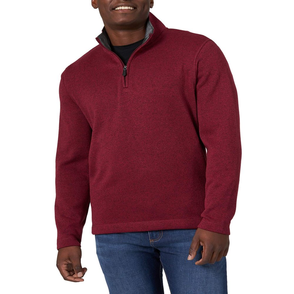 Long Sleeve Fleece Quarter-zip, Zinfandel Heather, Medium