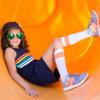 juDanzy 2 Pack of Baby, Toddler and Kids Knee High Tube Socks for Boys and Girls with Grips (6-10 Years, White with Orange & Turquoise Stripes view 3