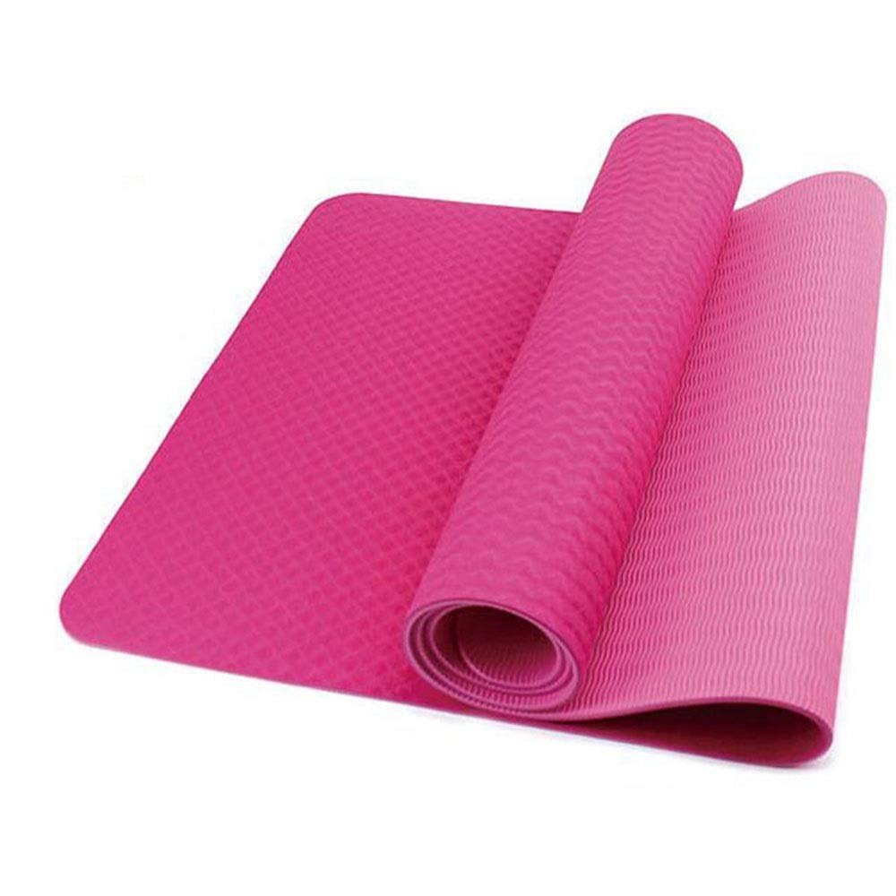YOGAMATE Non Slip Yoga Mat with Carry Strap, Eco Friendly & SGS Certified TPE Material  Odorless, Non Slip, Durable and Lightweight, Thickness 6mm (Color : Red)