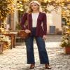 Design by Olivia Women's Long Sleeve Crochet Knit Draped Open Sweater Cardigan Plum 2XL view 3