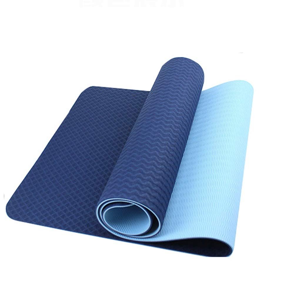 Double Side Non Slip Yoga Mat, Eco Friendly & SGS Certified TPE Material Odorless, Non Slip, Durable and Lightweight (Color : Blackish Green)