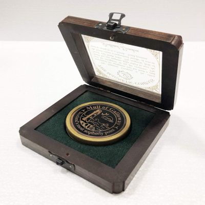 Antique Nautical Magnetic Compass 3" Brass Navigation Pocket Silver Dial Compass with Wooden Box