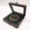 Antique Nautical Magnetic Compass 3" Brass Navigation Pocket Silver Dial Compass with Wooden Box view 1
