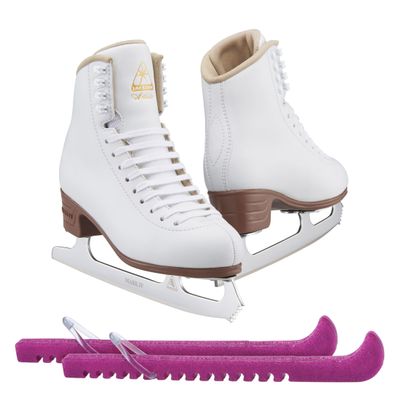 Jackson Ultima JS1791 Girl's Ice Skates/Width: Narrow (B) / Size: Youth 13.5 (Kids) Bundle with Skate Guards
