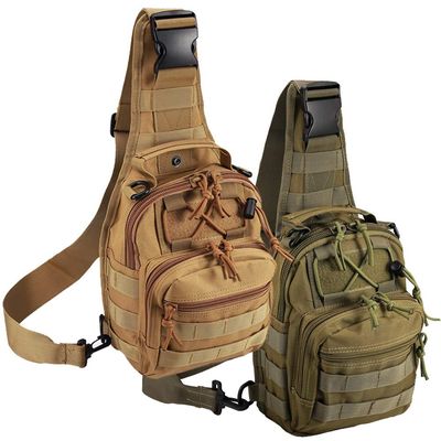 Novemkada Tactical Shoulder Bag,1000D Outdoor Military Molle Sling Backpack Sport Chest Pack Daypack Bags for Camping, Hiking, Trekking, Rover Sling (2 Pack Tan and Green)