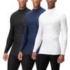 DEVOPS 3 Pack Men's Athletic Turtle Neck Long Sleeve Compression Shirts (Small, Black/Navy/White) view 1