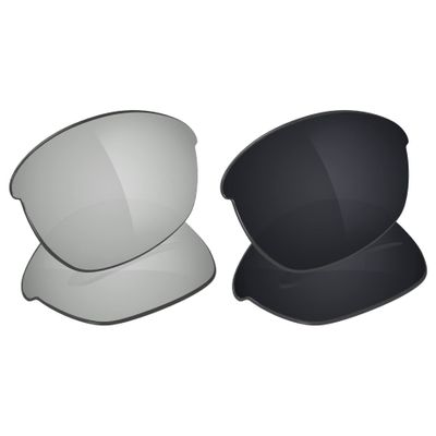 Galvanic Replacement Lenses for Oakley Half Jacket 2.0 OO9144 | Half Jacket 2.0 Asian Fit OO9153 Sunglasses - Chrome + Black Polarized - Combo Pack