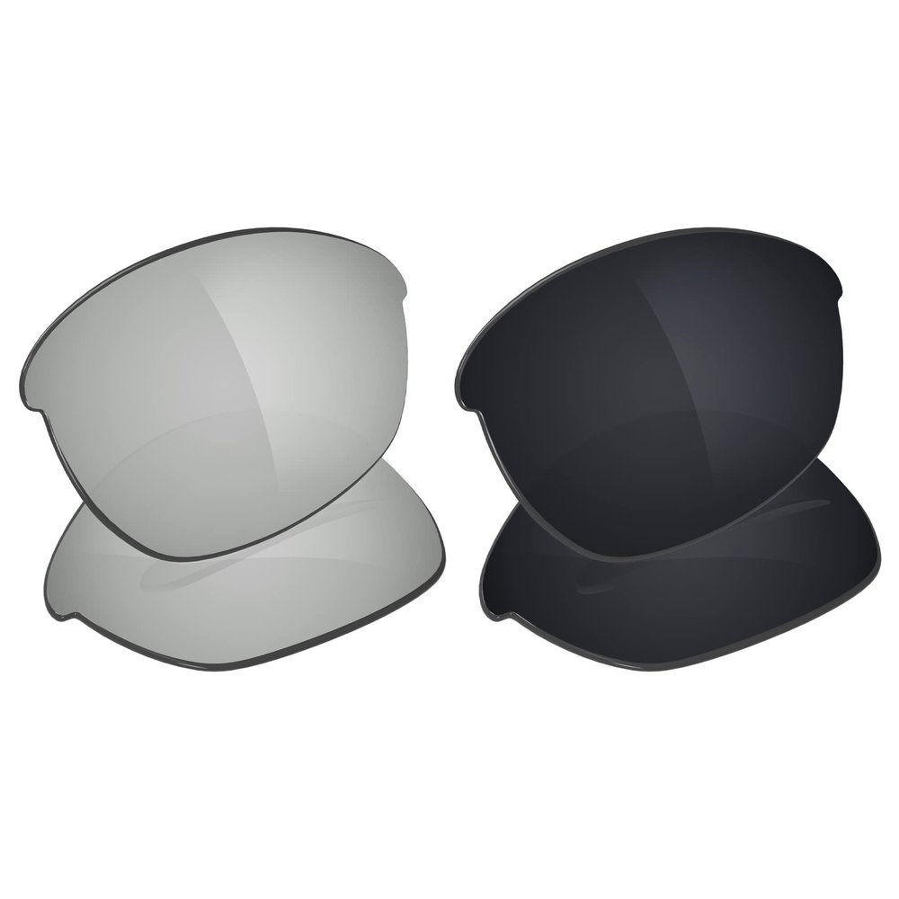 Galvanic Replacement Lenses for Oakley Half Jacket 2.0 OO9144 | Half Jacket 2.0 Asian Fit OO9153 Sunglasses - Chrome + Black Polarized - Combo Pack