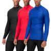 DEVOPS 3 Pack Men's Athletic Turtle Neck Long Sleeve Compression Shirts (Small, Black/Red/Blue) view 1