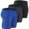 DEVOPS Men's Compression Shorts Underwear with Pocket (3 Pack) (2X-Large, Black/Charcoal/Blue) view 1