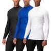 DEVOPS 3 Pack Men's Athletic Turtle Neck Long Sleeve Compression Shirts (2X-Large, Black/Blue/White) view 1
