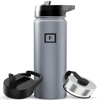 IRON FLASK Camping & Hiking Hydration Flask with 3 Lids - Stainless Steel, Double Walled & Vacuum Insulated Water Bottle - Leak Proof & BPA Free (Graphite, Straw - 22 oz)