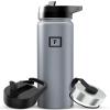 IRON FLASK Camping & Hiking Hydration Flask with 3 Lids - Stainless Steel, Double Walled & Vacuum Insulated Water Bottle - Leak Proof & BPA Free (Graphite, Straw - 22 oz) view 1