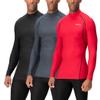 DEVOPS 3 Pack Men's Athletic Turtle Neck Long Sleeve Compression Shirts (Small, Black/Charcoal/Red) view 1