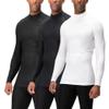DEVOPS 3 Pack Men's Athletic Turtle Neck Long Sleeve Compression Shirts (Small, Black/Black/White) view 1