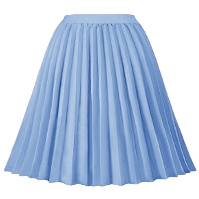 GOLDSTITCH Women's High Waist Pleated Skirt A line Swing Midi Skirt Blue