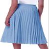 GOLDSTITCH Women's High Waist Pleated Skirt A line Swing Midi Skirt Blue view 3