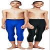 DEVOPS Boys 2-Pack 3/4 Compression Tights Sport Leggings Pants (X-Small, Black/Blue)
