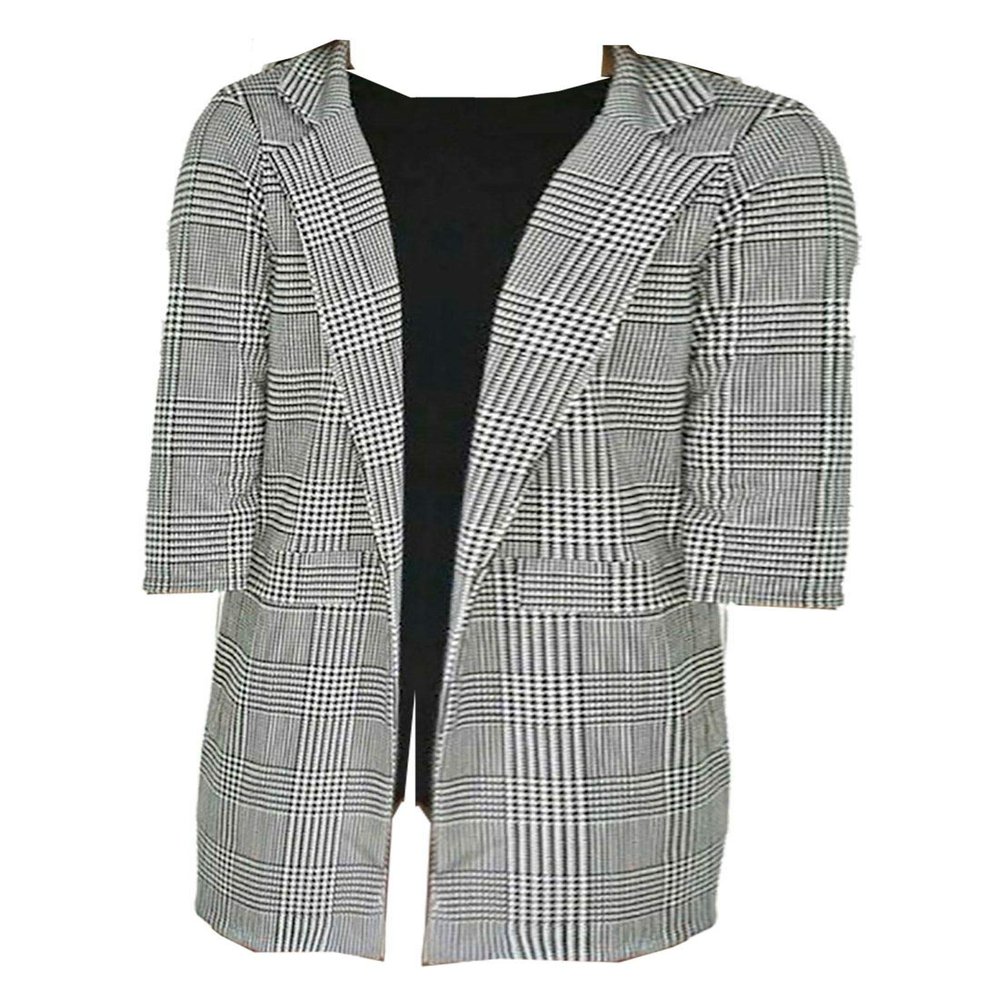 MA ONLINE Childrens 3/4 Sleeve Tartan Check Hounds Tooth Coat Girls Formal Outerwear Fancy Duster Coat 9-10 Years