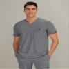 KOI Basics Bryan Men's 1-Pocket Tuck-in Scrub Top Heather Grey Small view 3