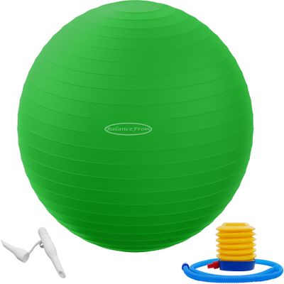 Fitvids Anti-Burst Slip Resistant Exercise Ball with Quick Pump 2 31-34in (78-85cm), XXL Green