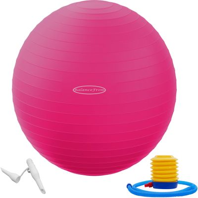 Fitvids Anti-Burst Slip Resistant Exercise Ball - 34-inch Pink 2 31-34in (78-85cm), XXL Pink