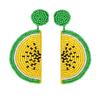 idealway Statement Dangle Fruit Earrings - Fashion Cute Pineapple Orange Watermelon Cherry Beaded Fruit Earrings for Women Jewelry (Yellow) view 1