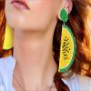 idealway Statement Dangle Fruit Earrings - Fashion Cute Pineapple Orange Watermelon Cherry Beaded Fruit Earrings for Women Jewelry (Yellow) view 2