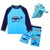 HUAANIUE Baby Toddler Boy Swimsuit Rashguard Set Swimwear UPF 50+ Car with Hat 5-6 T view 1