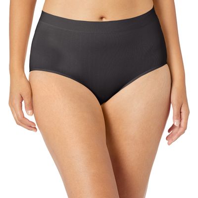 Bali Women's Seamless Panties, Smoothing Brief Underwear for Women, Full-Coverage Stretch Microfiber Briefs (Colors May Vary), Black Pointelle, 9