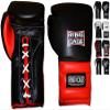 Mexican-Style GelTech Training Gloves with Mesh-Palm - Hook&Loop or Lace-up (Black/Red Leather - Lace-up) view 1