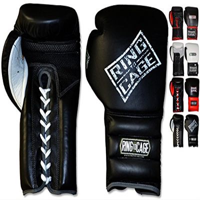 Mexican-Style GelTech Training Gloves with Mesh-Palm - Hook&Loop or Lace-up (Black/White Leather Mesh Palm - Lace-up)