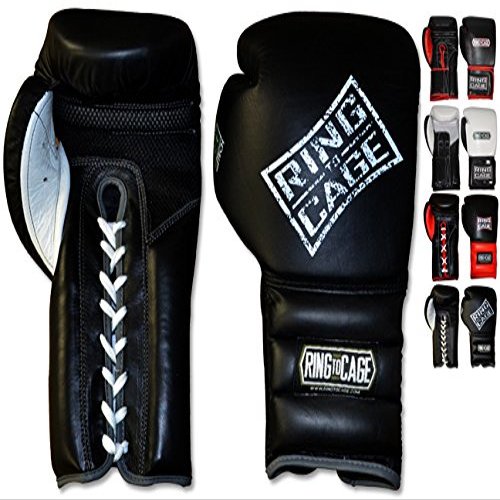 Mexican-Style GelTech Training Gloves with Mesh-Palm - Hook&Loop or Lace-up (Black/White Leather Mesh Palm - Lace-up)