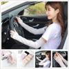 Suoirblss 2 Pairs Sunblock Arm Sleeves Fashion Lace UV Sun Protection Long Sleeve Fingerless Glove for Women's Ladies Driving Outdoor Sports (White) view 2