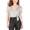 Gypsies & Moondust Juniors' Cropped Tie-Hem Top (H.Grey Silver, S) view 1