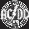 ACDC High Voltage 1975 Rock & Roll Mens Short Sleeve T Shirt Vintage Style Classic Rock Graphic Tees Black Heather view 3