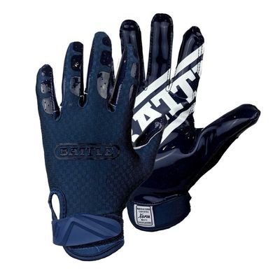 Battle Sports Triple Threat Wide Receiver Football Gloves, Ultra Stick Adult & Youth Gloves - Adult Small, Navy