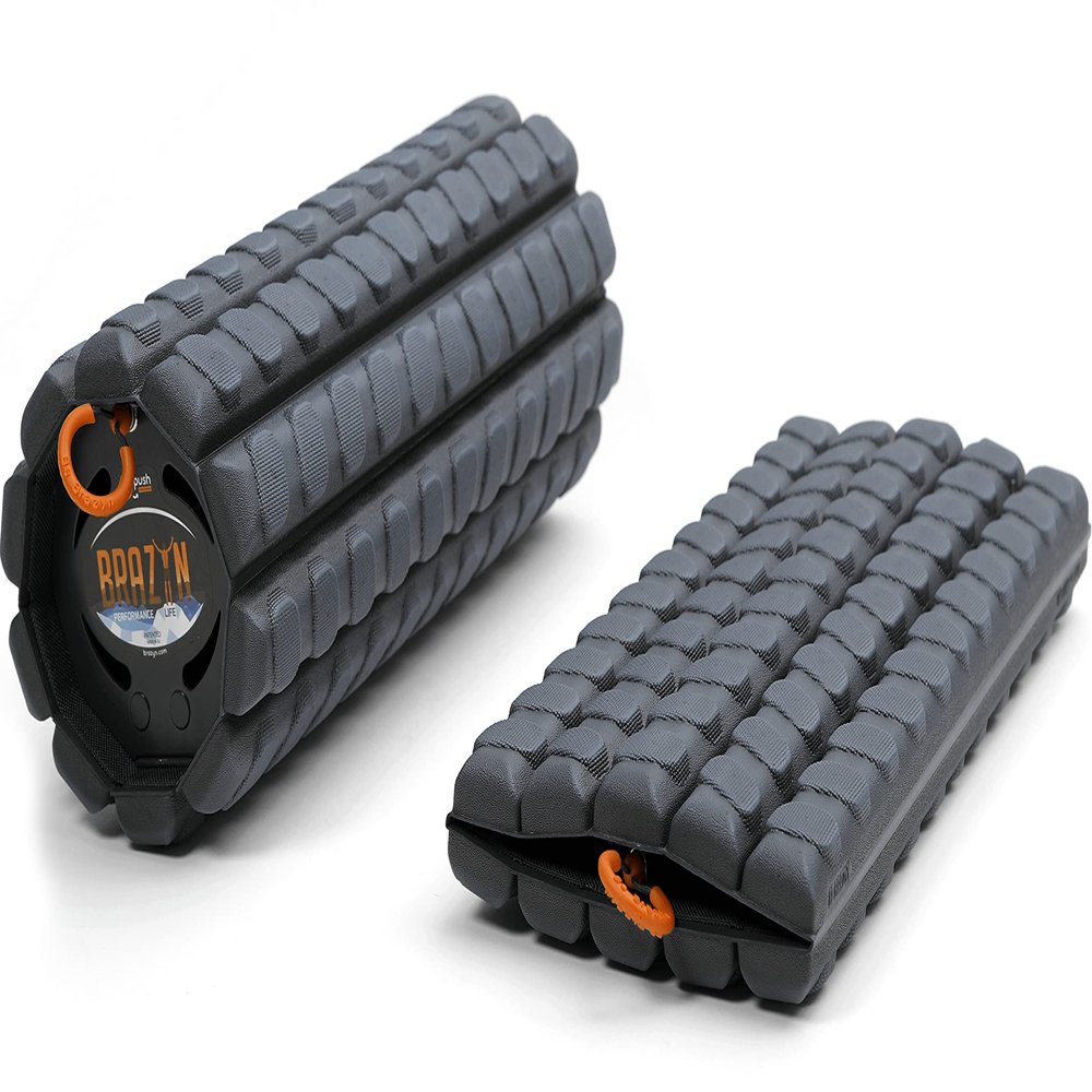Brazyn Morph Foam Roller (Alpha-Midnight) Collapsible Travel Foam Roller for Back Pain Relief, Workout Muscle Recovery, Back Massager, Deep Tissue Leg Massage, Back Cracker, Stretcher; Small, Portable