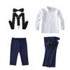 SaiLiiny Boys Navy Blue 4 Pieces Suit with Suspender Kids Formal Wedding Tuxedo Suits for Toddler Boys Size 4 view 2