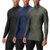 DEVOPS 3 Pack Men's Athletic Turtle Neck Long Sleeve Compression Shirts (Small, Black/Navy/Olive) view 1