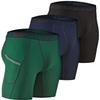 DEVOPS Men's Compression Shorts Underwear with Pocket (3 Pack) (Large, Black/Navy/Green)