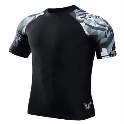 Men's Splice UV Sun Protection UPF 50+ Skins Rash Guard Short Sleeves(Bear,M)