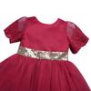 easyforever Infant Baby Flower Girls Short Sleeve Bowknot Back Princess Dress Birthday Party Baptism Ball Gown Burgundy 12-18 Months view 4