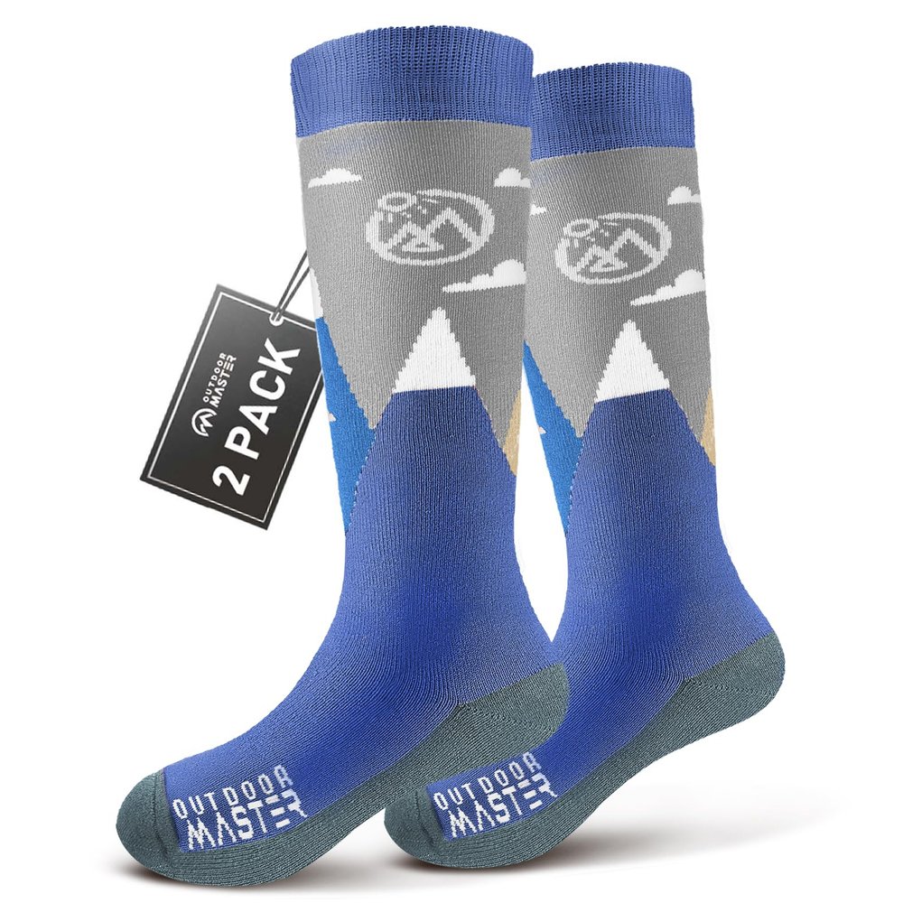 OutdoorMaster Merino Wool Ski Socks for Kids, Boys & Girls, Thermal Winter Warm Snowboarding Socks for Cold Weather